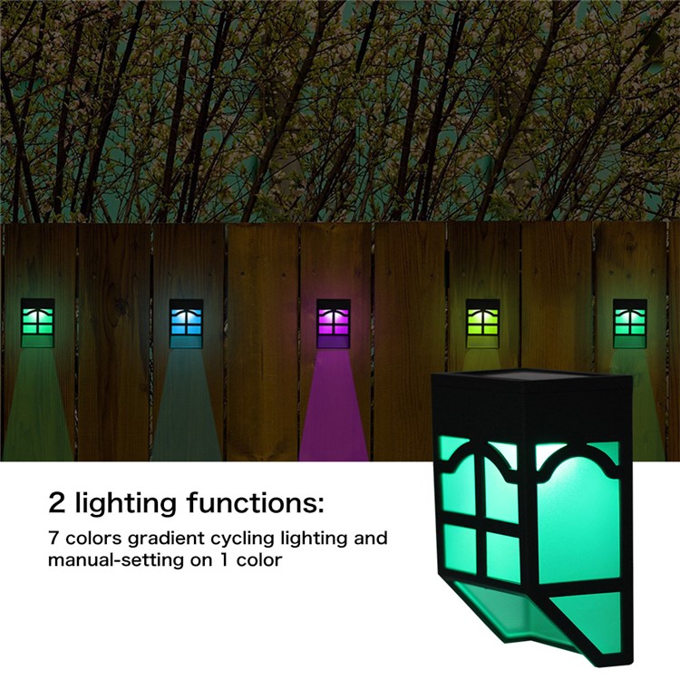 YL005-1A IP65 Waterproof 2-LED RGB Solar Fence Light with 2 Lighting Modes and 7 Color Changing-4