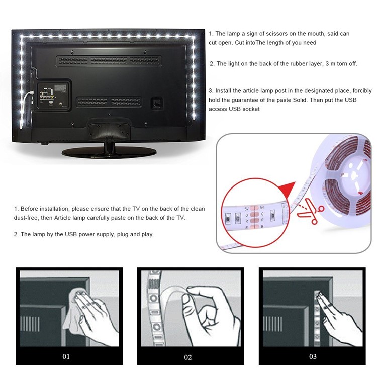 TV LED Light Strip 1 Meter 30 LEDs 800MCD USB LED TV Backlight Strip Changing Color Strip Kit-6