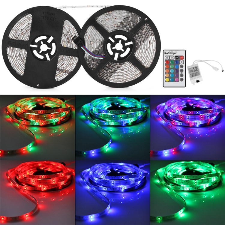 YK0421 IP65 Waterproof DC12V 10m Soft RGB LED Strip Light with IR Remote for Home Decoration-1