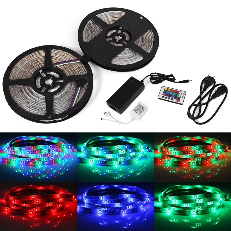DC12V 3528SMD 600 LEDs 10 Meters RGB Flexible Light Strip IP65 Waterproof YK0424 - US Plug-1