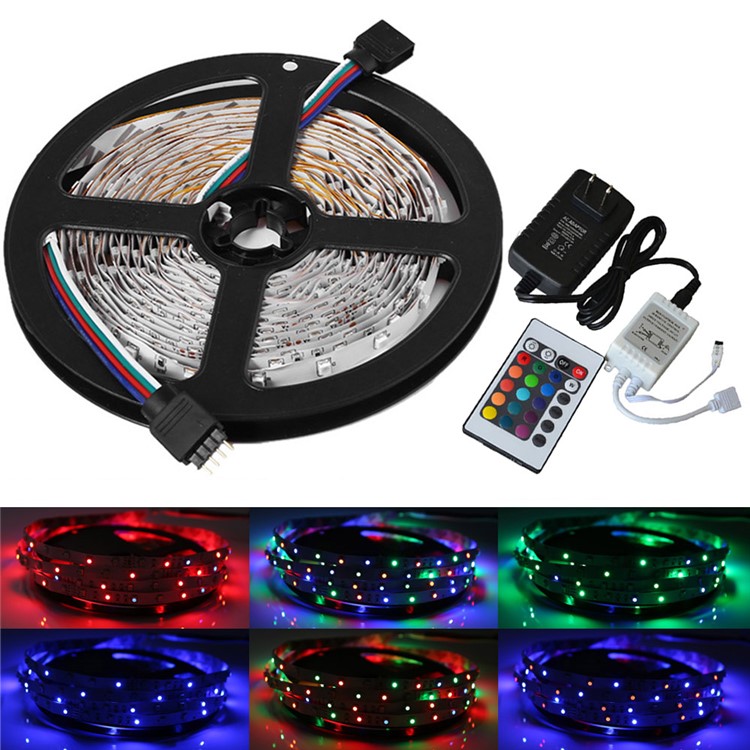 10M DC12V Soft RGB LED Strip Light with IR Remote for DIY Decoration - US Plug-1