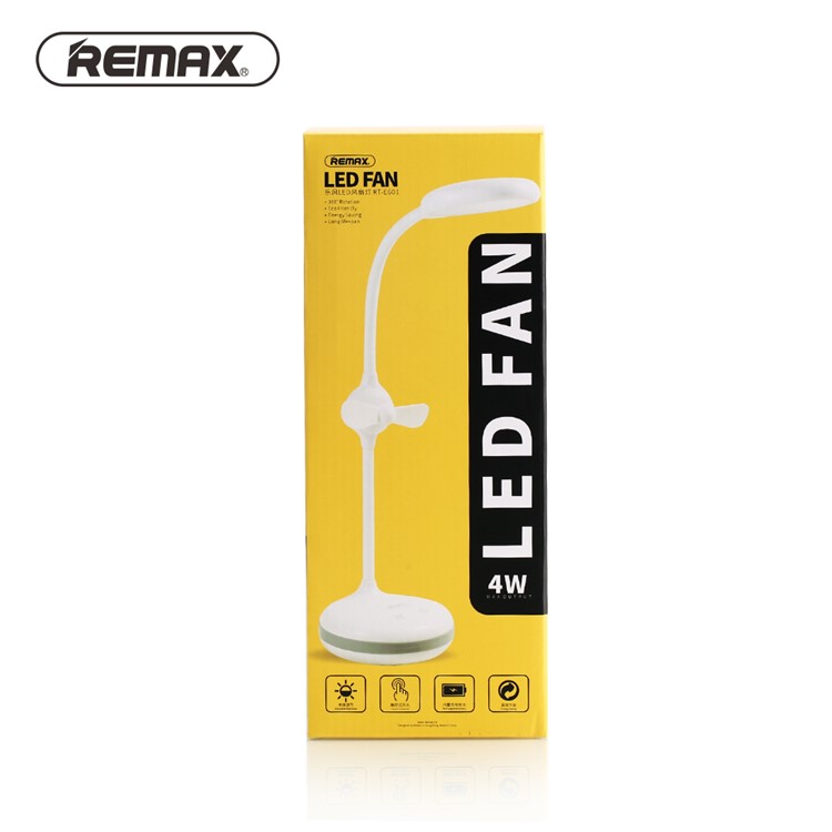 REMAX RT-E601 2-in-1 4W Augenschutz 360 Grad Rundtischleuchte Mit Mini-Lüfter - Weiß-10