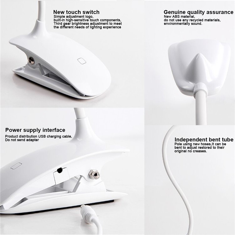 YK2201 LED Desk Clip Lamp USB Rechargeable Touch Sensor Dimmable Table Lamp-3