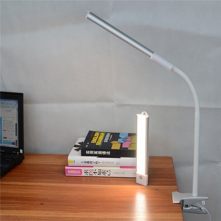 YK2254 Dimmable Metal Clip LED Reading Desk Lamp - Silver-10