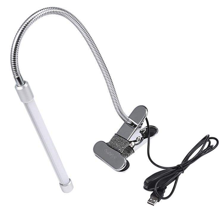 YK2253 3-Mode Dimmable Rechargeable USB Clip LED Reading Lamp Table Lamp with Flexible Gooseneck - Silver-3