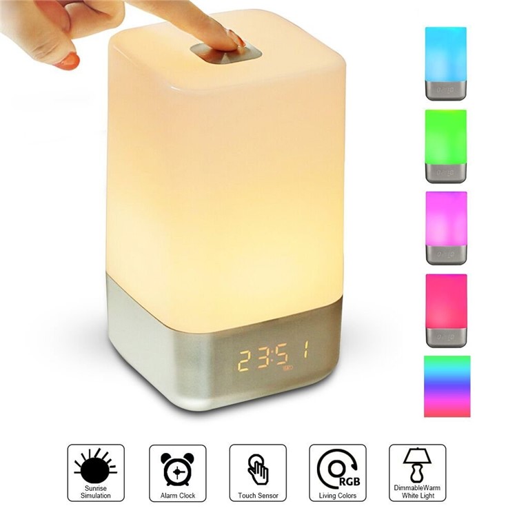 MY-03 Dimmable LED Night Light Touch Control Bedside Lamp with Alarm Clock-1