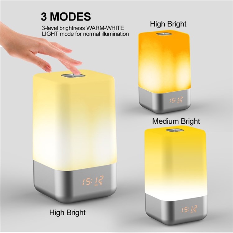 MY-03 Dimmable LED Night Light Touch Control Bedside Lamp with Alarm Clock-7