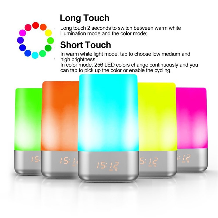 MY-03 Dimmable LED Night Light Touch Control Bedside Lamp with Alarm Clock-9