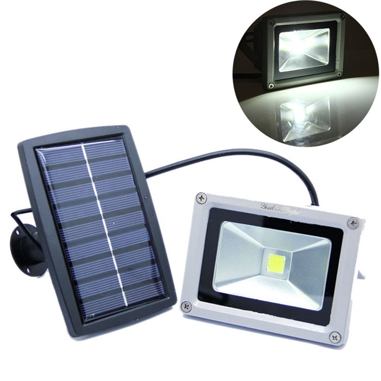 10W Solar Powered Waterproof Outdoor LED Flood Light - Cool White-1