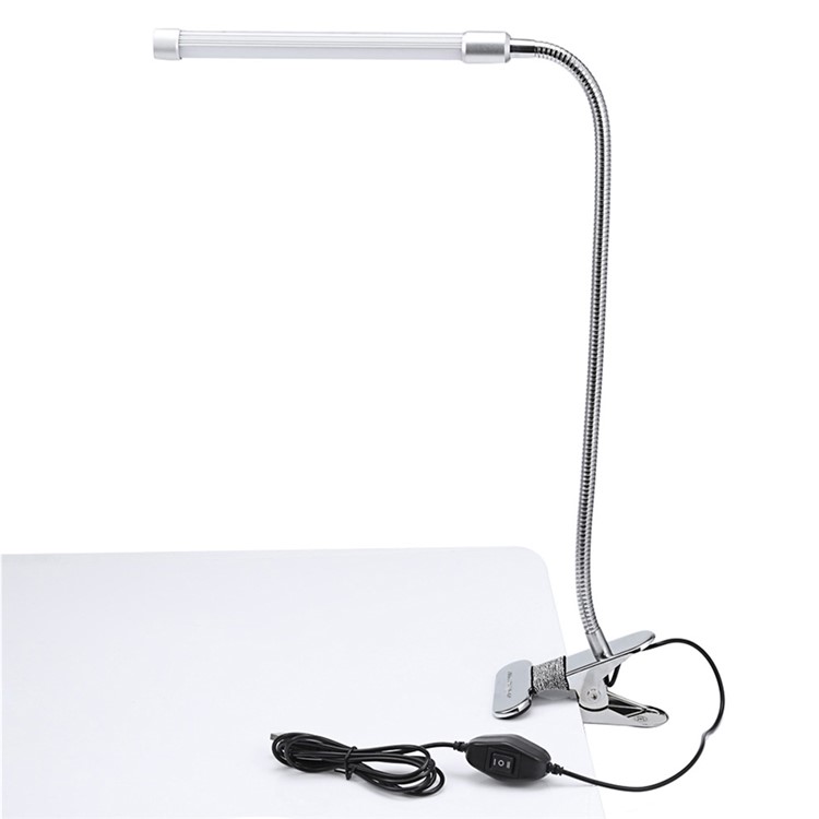 2-Mode Dimmable Eye-Care LED USB Rechargeable Clip Lamp Energy Efficient Table Lamp with Flexible Gooseneck - Cool White-3