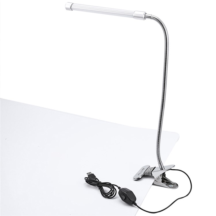 2-Mode Dimmable Eye-Care LED USB Rechargeable Clip Lamp Energy Efficient Table Lamp with Flexible Gooseneck - Cool White-4