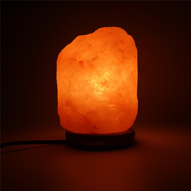 6 Inch Dimmable Hand Crafted Natural Himalayan Salt Lamp on Wooden Base - US Plug-10