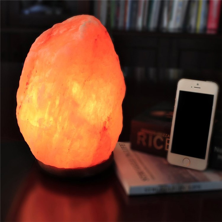 6 Inch Dimmable Hand Crafted Natural Himalayan Salt Lamp on Wooden Base - US Plug-11