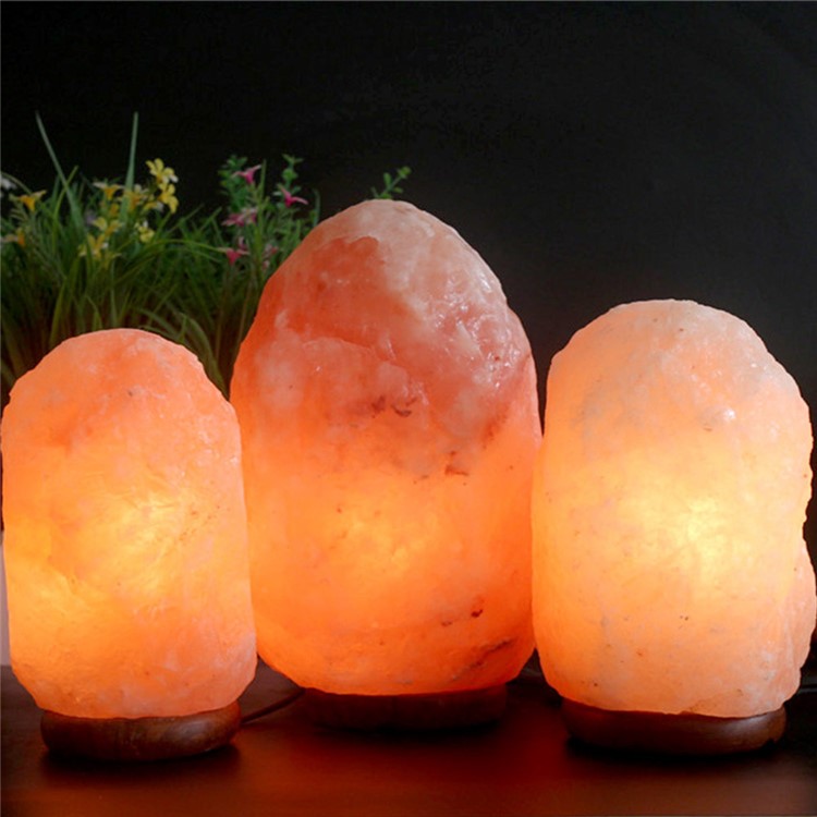 6 Inch Dimmable Hand Crafted Natural Himalayan Salt Lamp on Wooden Base - US Plug-15