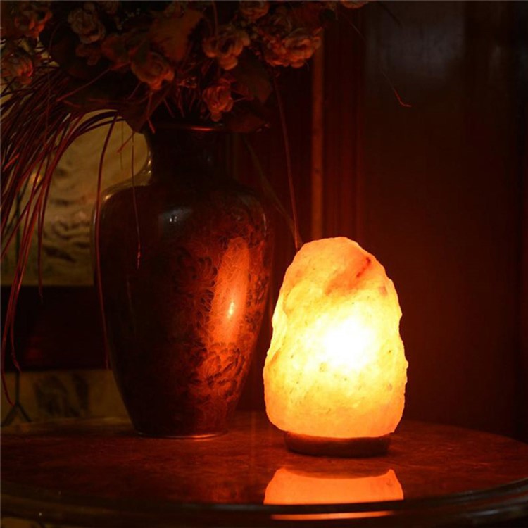 6 Inch Dimmable Hand Crafted Natural Himalayan Salt Lamp on Wooden Base - US Plug-16