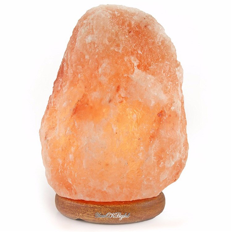 6 Inch Dimmable Hand Crafted Natural Himalayan Salt Lamp on Wooden Base - US Plug-3