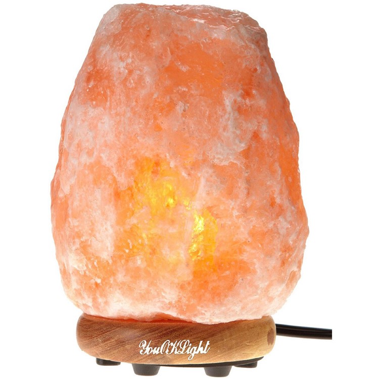 6 Inch Dimmable Hand Crafted Natural Himalayan Salt Lamp on Wooden Base - US Plug-4
