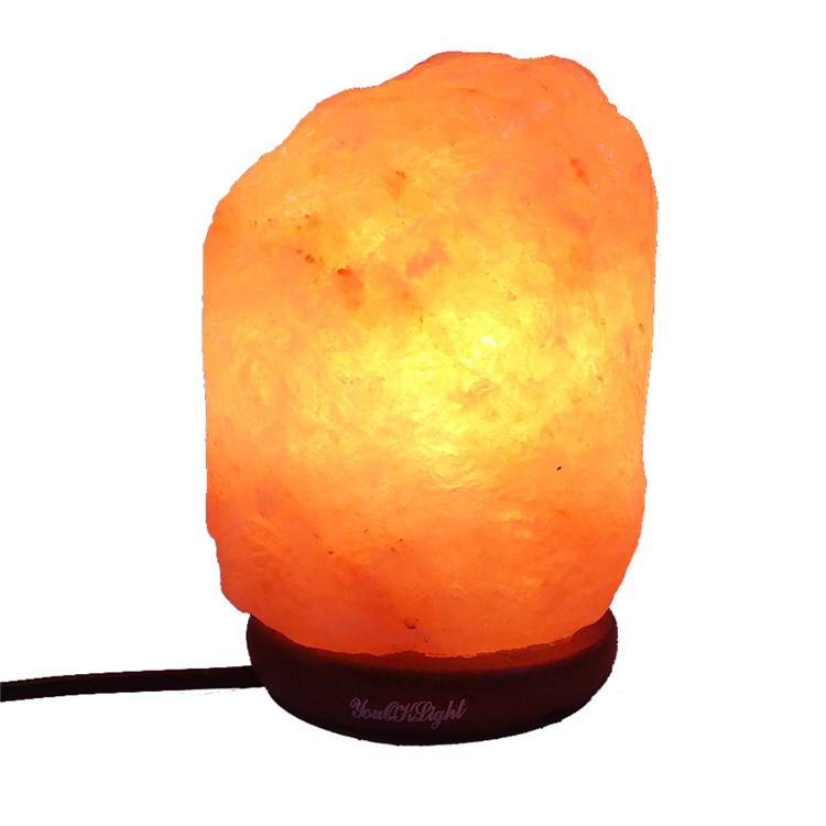 6 Inch Dimmable Hand Crafted Natural Himalayan Salt Lamp on Wooden Base - US Plug-5