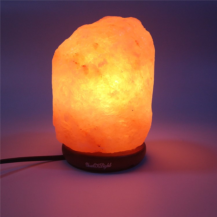 6 Inch Dimmable Hand Crafted Natural Himalayan Salt Lamp on Wooden Base - US Plug-9
