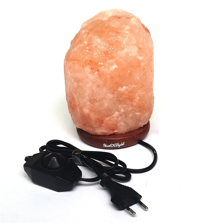 6 Inch Dimmable Hand Carved Natural Salt Lamp on Wooden Base - EU Plug-1