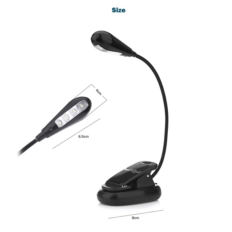 YK2219 4 LEDs Clip USB Rechargeable Table Lamp 2 Brightness-2