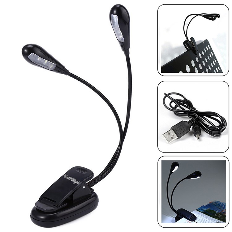 YK2220 Double Head USB Rechargeable LED Lamp Light with Clip-1