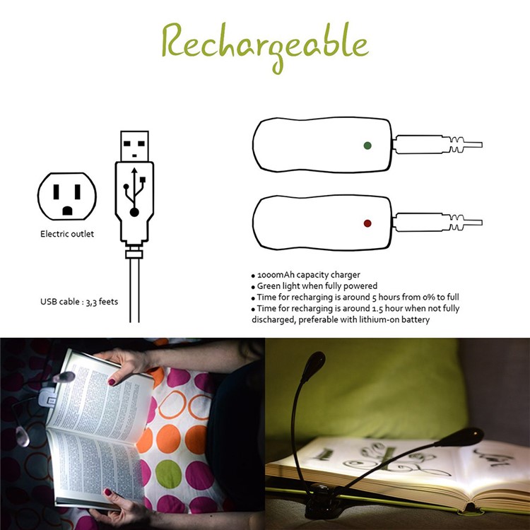 YK2220 Double Head USB Rechargeable LED Lamp Light with Clip-24