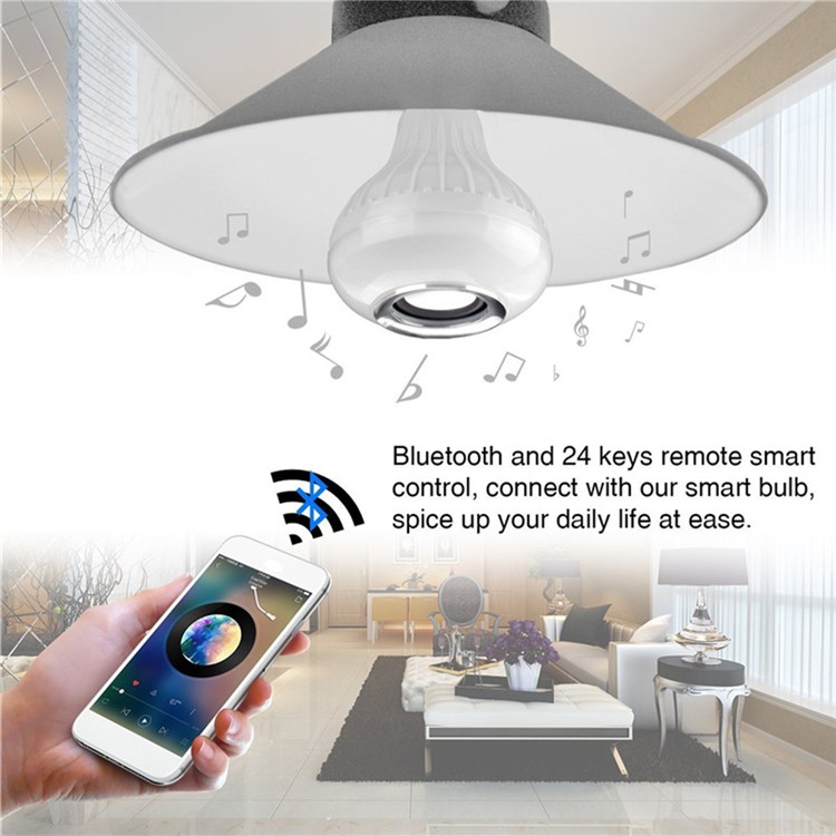 YK0060 RGB Color Bulb E27 Bluetooth Wireless Smart Music Player Audio Speaker Lamp with Remote Control-11