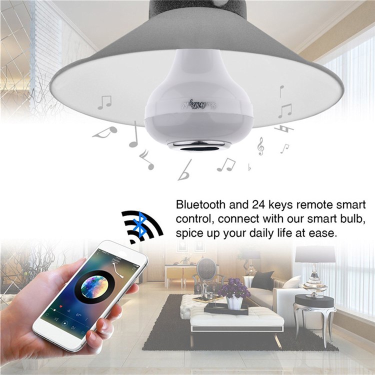 E27 5W Multi-color Dimmable LED Light Lamp with Wireless Bluetooth Stereo Speaker-6