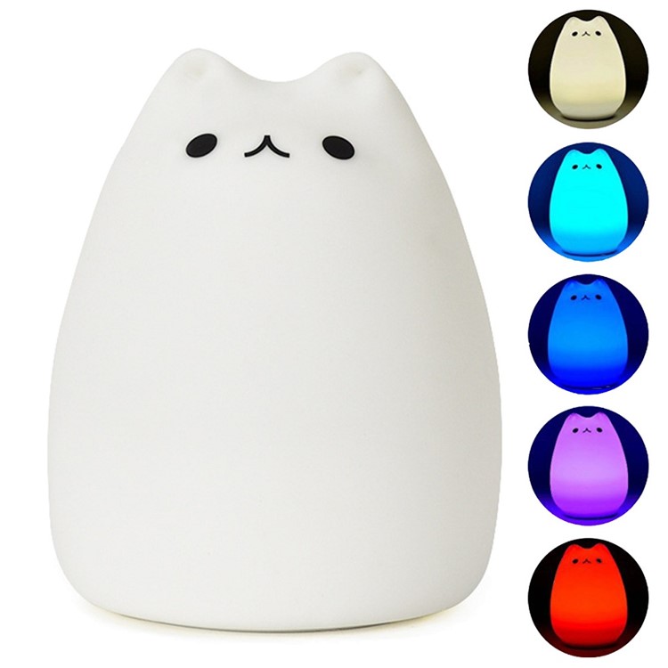 Cute Kitty Remote Control Color Changing LED Night Light Decor Lamp-1