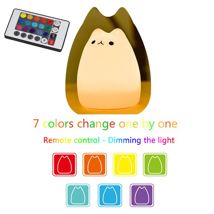 Cute Kitty Remote Control Color Changing LED Night Light Decor Lamp-11