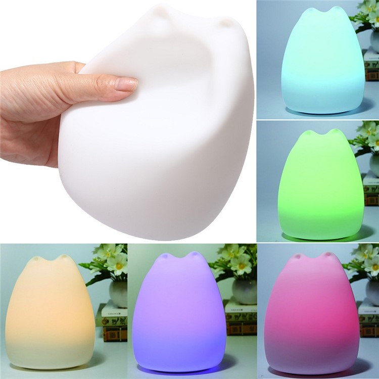 Cute Kitty Remote Control Color Changing LED Night Light Decor Lamp-14