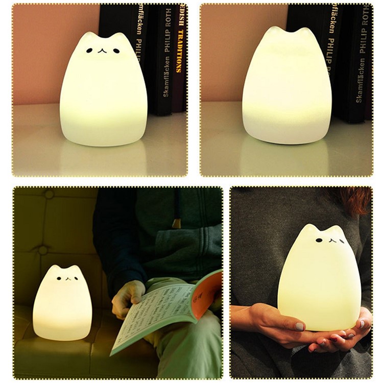 Cute Kitty Remote Control Color Changing LED Night Light Decor Lamp-15