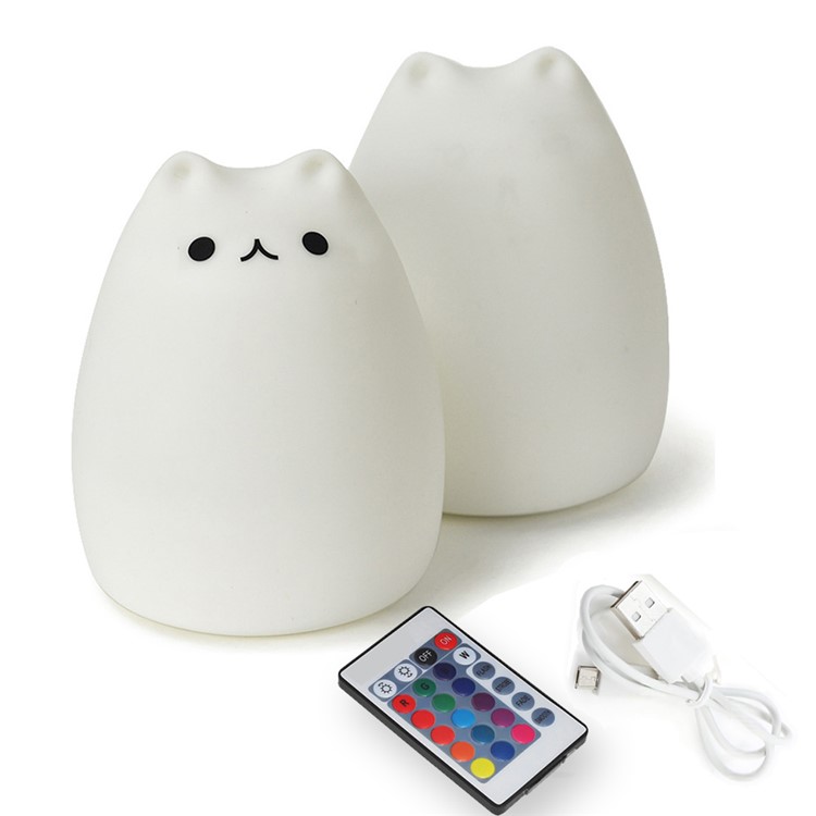Cute Kitty Remote Control Color Changing LED Night Light Decor Lamp-3