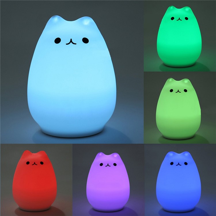 Cute Kitty Remote Control Color Changing LED Night Light Decor Lamp-9