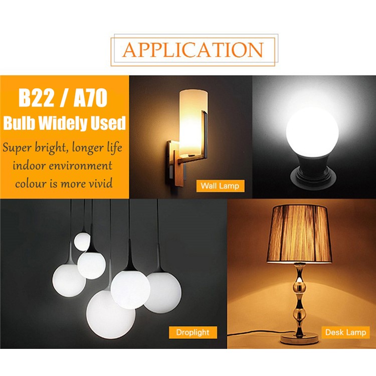 3PCS B22 A70 12W LED Light Bulbs 850 Lumens 3000K Color Temperature - Warm White-9