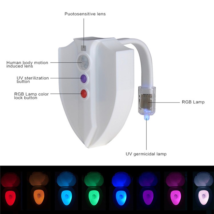 YK2248 8-Color Motion Activated Sensor Toilet Lamp UV Toilet Light-3