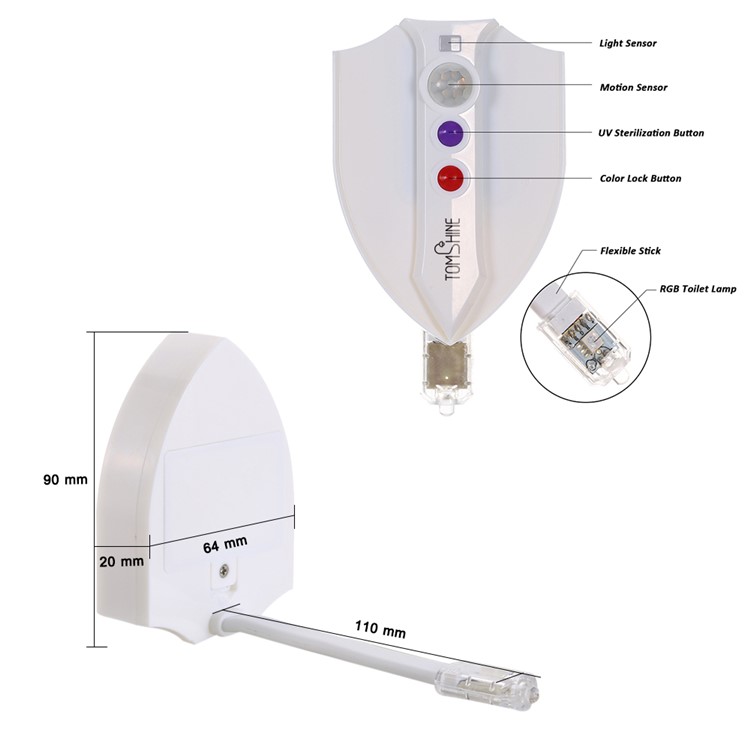 YK2248 8-Color Motion Activated Sensor Toilet Lamp UV Toilet Light-9