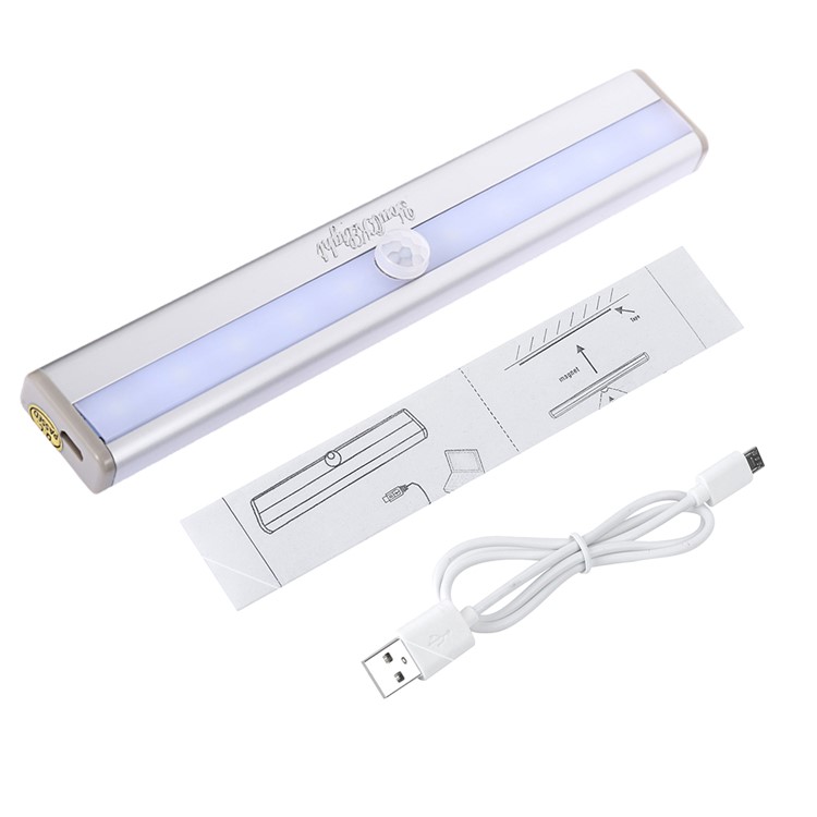 YK2247 PIR Motion Sensing 10-LED Night Light USB Rechargeable - Warm White-1