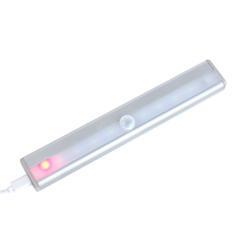 YK2247 PIR Motion Sensing 10-LED Night Light USB Rechargeable - Warm White-10