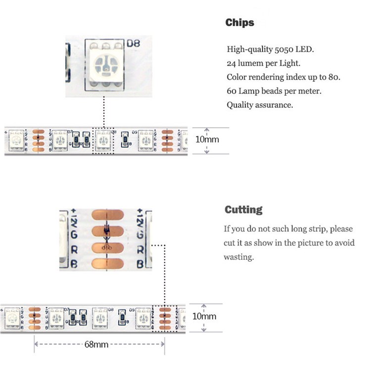 ZIGBEE RGB 5050 SMD 5m LED Light Strip Smart App Control Flexible RGB Strip Lights - US Plug-20