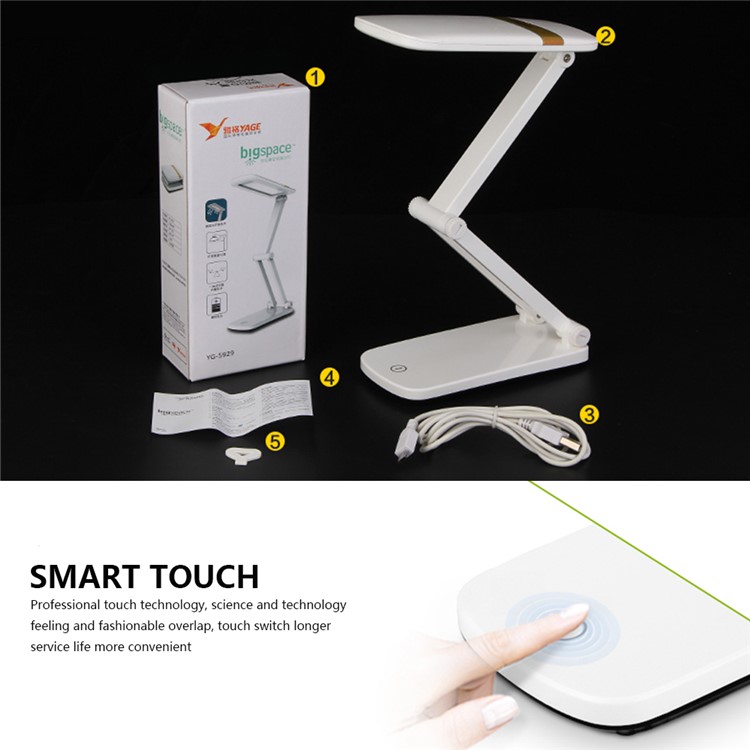 YAGE USB Rechargeable Foldable Touch Sensitive Dimming LED Table Light-10