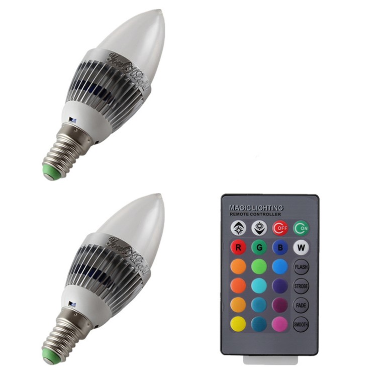 YouOKLight YK0322 E14 3W RGB Light Remote Control Candle Bulb - Silver-2