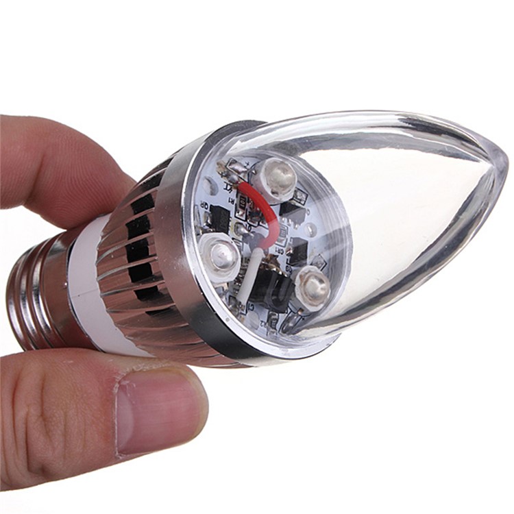 YouOKLight YK0322 E14 3W RGB Light Remote Control Candle Bulb - Silver-6