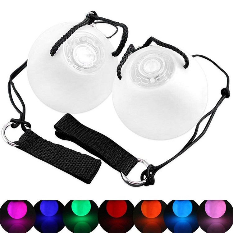 YK0430 2PCS/Set LED POI Thrown Balls for Belly Dance Level Hand Props-6