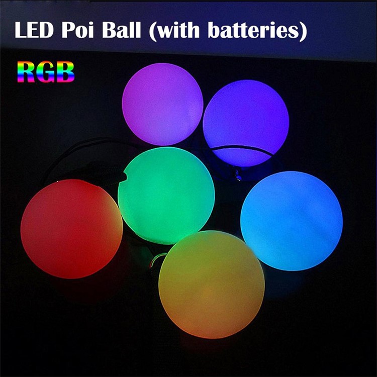 YK0430 2PCS/Set LED POI Thrown Balls for Belly Dance Level Hand Props-7
