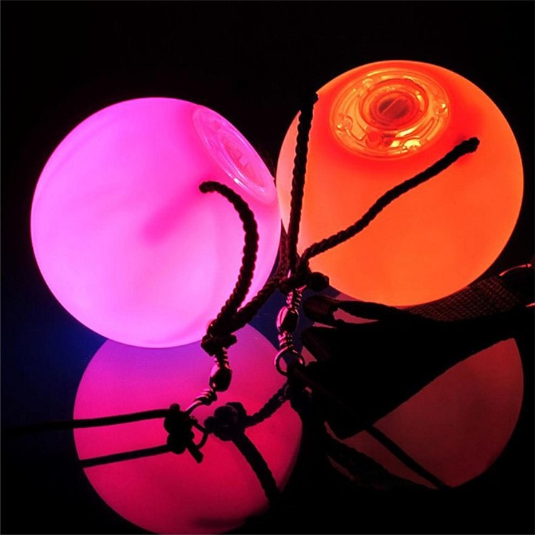YK0430 2PCS/Set LED POI Thrown Balls for Belly Dance Level Hand Props-8
