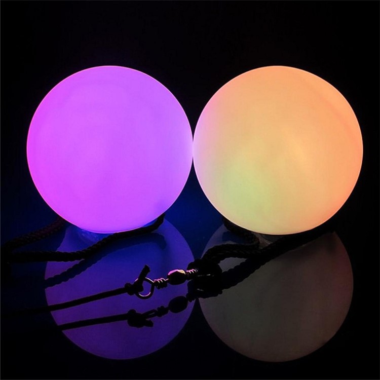 YK0430 2PCS/Set LED POI Thrown Balls for Belly Dance Level Hand Props-9