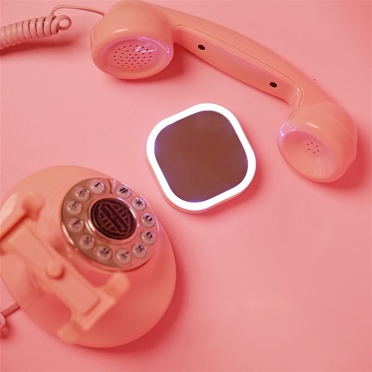 3500mAh External Power Bank Battery Charger with LED Light and Mirror - Pink-1