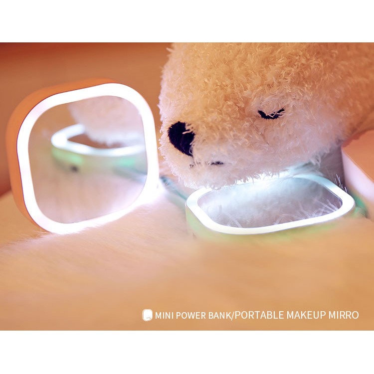 3500mAh External Power Bank Battery Charger with LED Light and Mirror - Pink-11